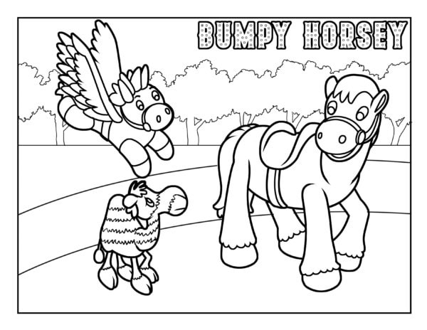 bumpy horsey, peggy, and clyde line art